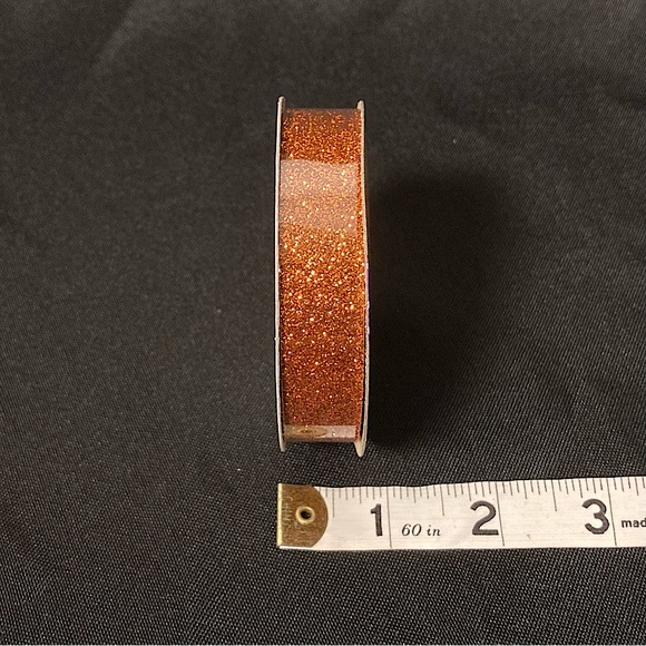 Crafter’s Square Metallic Glittery Orange Craft Ribbon 5/8” x 144” - Picture 5 of 6